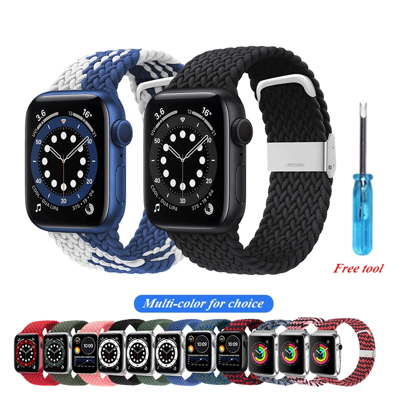 Плетеный ремешок для Apple Watch Band 40 мм 42 мм 38 мм 44 мм, Соло-петля с пряжкой, тканый эластичный спортивный браслет для iWatch Series 6 SE 5 4
Плетеный ремешок для Apple Watch Band 40 мм 42 мм 38 мм 44 мм, Соло-петля с пряжкой, тканый эластичный спортивный браслет для iWatch Series 6 SE 5 4