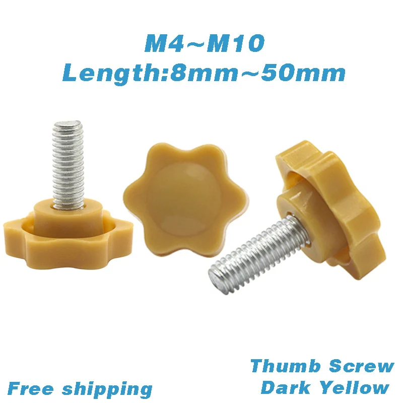 M4M5M6M8 DarK Yellow Star Shape Thread Clamping Handle Bolt Bakelite Hand Knob Tightening Screw Industry Equipment Plastic Steel
M4M5M6M8 DarK Yellow Star Shape Thread Clamping Handle Bolt Bakelite Hand Knob Tightening Screw Industry Equipment Plastic Steel