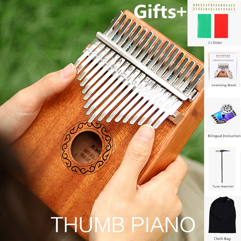 17 клавишное пианино Kalimba с большим пальцем портативный музыкальный мини