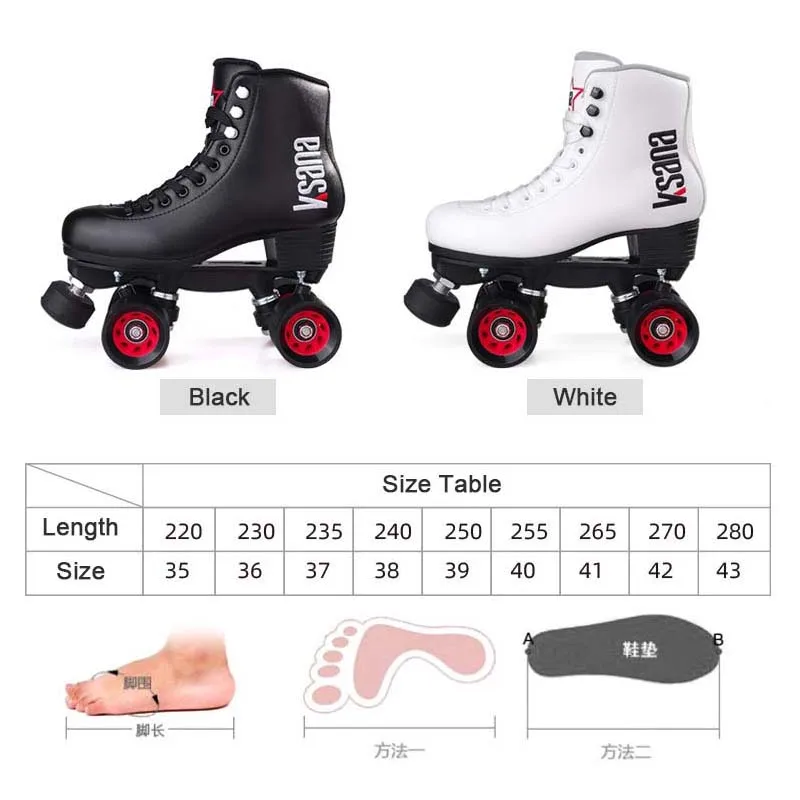 JK Quad Skates Double Row Roller Unisex PU Leather Shoes For Lovers Two Line 39*58mm Wheels Professional Patines | Спорт и