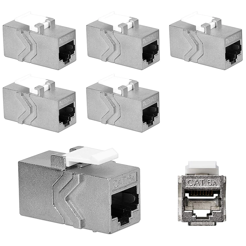 

CAT6A Network Cable Coupler (Pack of 6) - CAT6A Shielded Keystone Module Jacks Extension Coupler for RJ45 Ethernet