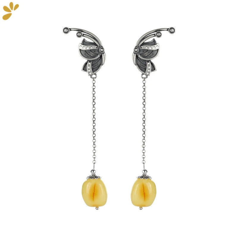 925 Sterling Silver Thai Amber Butterfly Stud Earrings Long Dangle Earring Fine Jewelry Women Vintage Trendy Ethnic Party Gift
925 Sterling Silver Thai Amber Butterfly Stud Earrings Long Dangle Earring Fine Jewelry Women Vintage Trendy Ethnic Party Gift