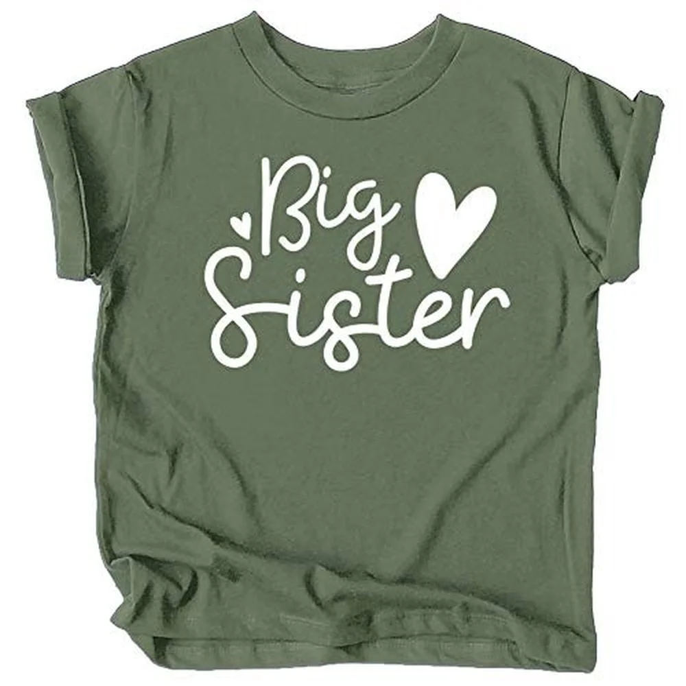 Kawaii Tops Tees Olive Loves Apple Cursive Big Sister Hearts Sibling Reveal T-Shirt for Baby and Toddler Girls Sibling Outfits
Kawaii Tops Tees Olive Loves Apple Cursive Big Sister Hearts Sibling Reveal T-Shirt for Baby and Toddler Girls Sibling Outfits