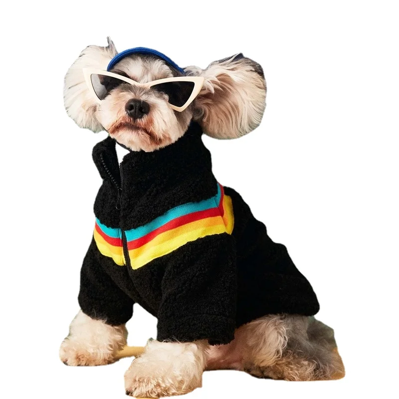 Luxury Designer Pet Dog Clothes Winter Warm Plus Velvet High Quality Rainbow Striped Teddy Schnauzer Bichon Pet Lamb Fur Coat
Luxury Designer Pet Dog Clothes Winter Warm Plus Velvet High Quality Rainbow Striped Teddy Schnauzer Bichon Pet Lamb Fur Coat