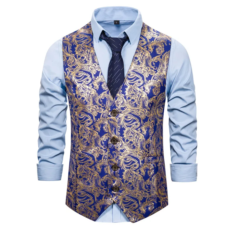 Fashion Slim Wild Business New European Size Bronzing Cashew Nut Print Men's Suit Vest Wedding Vest Waistcoat Weste MJ208
Fashion Slim Wild Business New European Size Bronzing Cashew Nut Print Men's Suit Vest Wedding Vest Waistcoat Weste MJ208