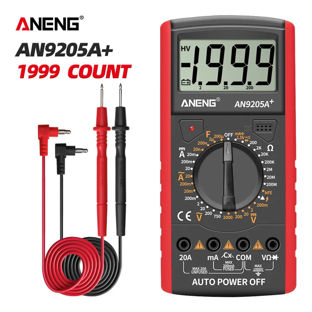 Цифровой мультиметр ANENG DT9205A + 1999 отсчетов ручной диапазон Универсальный