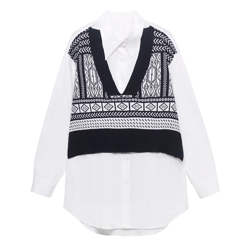 XUXI Women Vintage Shirt LongSleeve Stitching Knitted Chemise Femme Streetwear Fashion Fake-Two Blouse Spring Autumn 2021 FZ3615
XUXI Women Vintage Shirt LongSleeve Stitching Knitted Chemise Femme Streetwear Fashion Fake-Two Blouse Spring Autumn 2021 FZ3615