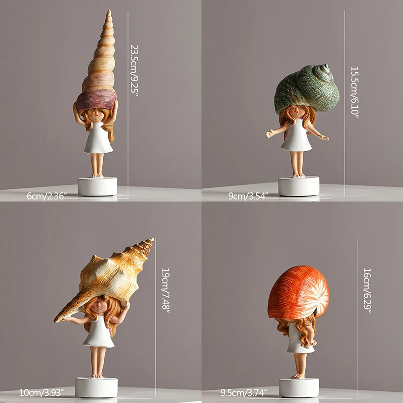 Nordic Creative Conch Girl Ornaments Simple Resin Crafts Gifts Miniature Living Room Desktop Decor Home Decoration Accessories
Nordic Creative Conch Girl Ornaments Simple Resin Crafts Gifts Miniature Living Room Desktop Decor Home Decoration Accessories
