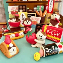 Japanese Grocery Strawberry Chocolate Cat Valentines Day Gift Cake Dessert Shop Decoration Miniature Scene Decoration