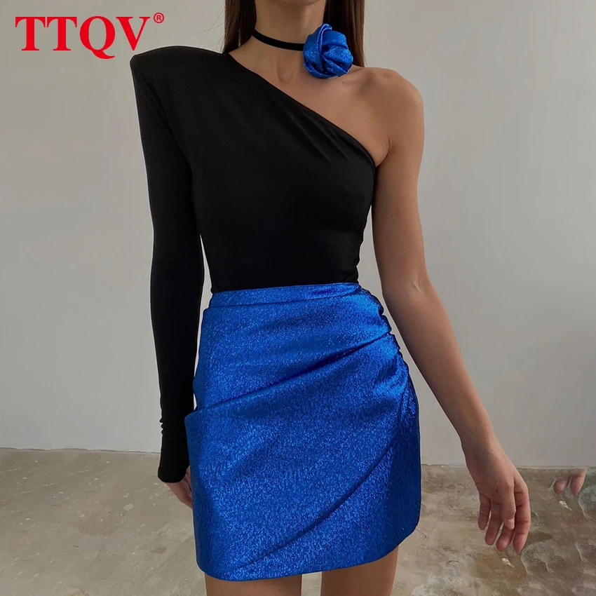 TTQV Sexy One Shoulder Long Sleeve Women T-Shirt Bodycon Black Chic T Shirts Fashion Slim Party Club Top Female Clothing 2022
TTQV Sexy One Shoulder Long Sleeve Women T-Shirt Bodycon Black Chic T Shirts Fashion Slim Party Club Top Female Clothing 2022