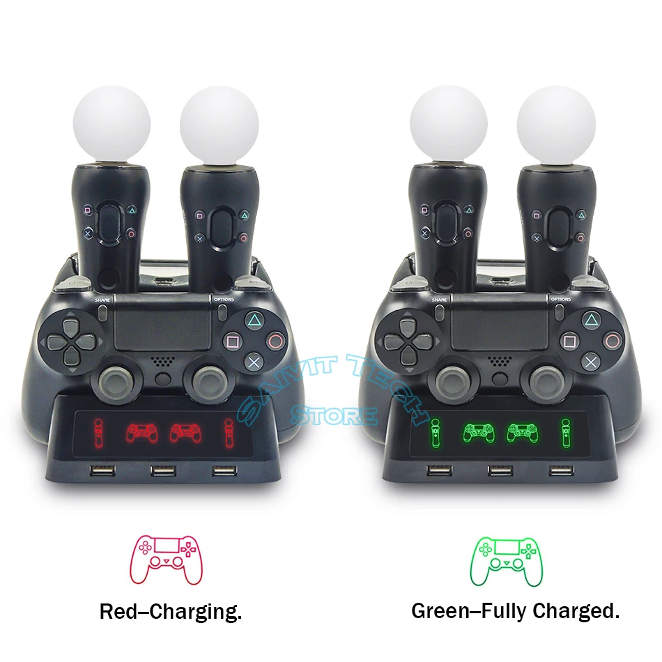 PS4/PS MOVE/PS Очки виртуальной реальности VR Gampad зарядная станция 2 светодиодные