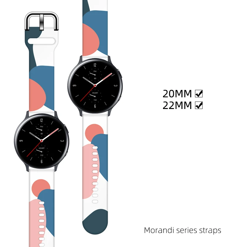 Ремешок силиконовый Morandi для Samsung Galaxy watch 3/4 46 мм/Active 2 42 мм/Huawei GT GT2 Amazfit Bip band 22 мм 20 |