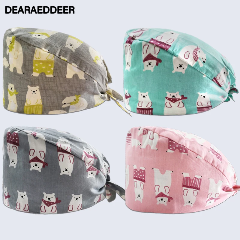 Модная шапка для медсестер из 100% хлопка, впитывающая пот, регулируемая шапка для косметолога, для зоомагазина, лаборатории, шапка для скраба 
Модная шапка для медсестер из 100% хлопка, впитывающая пот, регулируемая шапка для косметолога, для зоомагазина, лаборатории, шапка для скраба