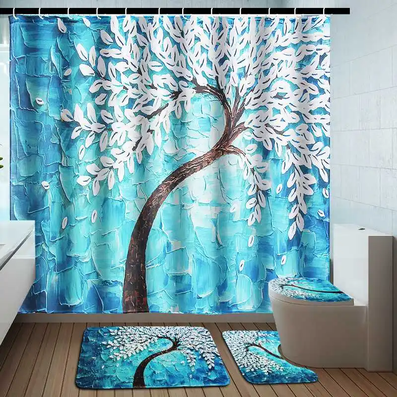 Waterproof Shower Curtain with 12 Hooks Polyester Cloth Bath Curtain Toilet Lid Cover U-Shape Rug Bath Mat for Bathroom Decor
Waterproof Shower Curtain with 12 Hooks Polyester Cloth Bath Curtain Toilet Lid Cover U-Shape Rug Bath Mat for Bathroom Decor
