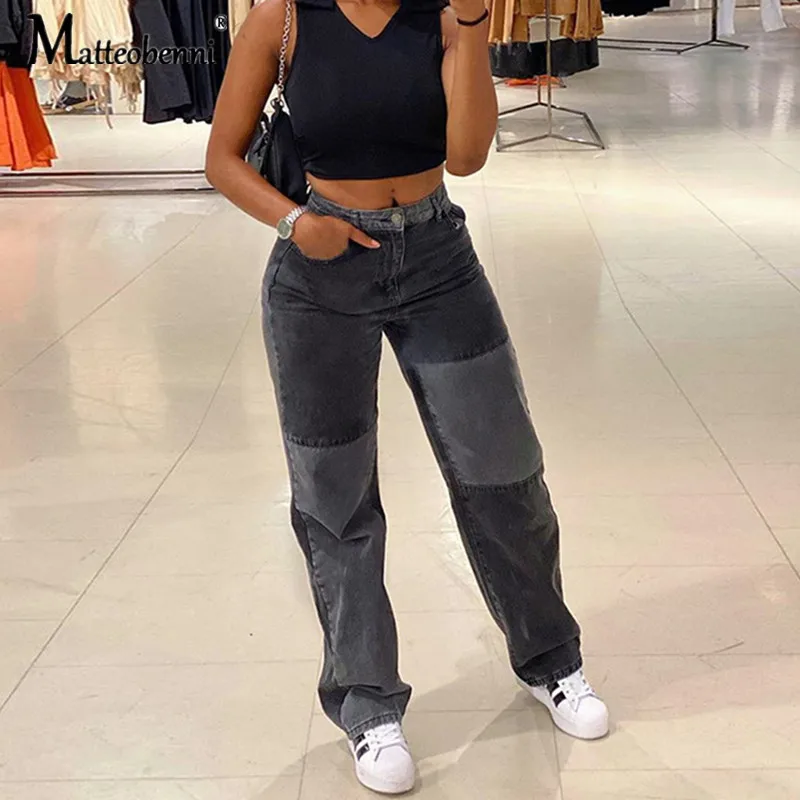 2020 Autumn Patchwork High Waist Straight Denim Pants Women Fashion Casual Jeans Capris Pocket Long Trousers Ladies Streetwear
2020 Autumn Patchwork High Waist Straight Denim Pants Women Fashion Casual Jeans Capris Pocket Long Trousers Ladies Streetwear