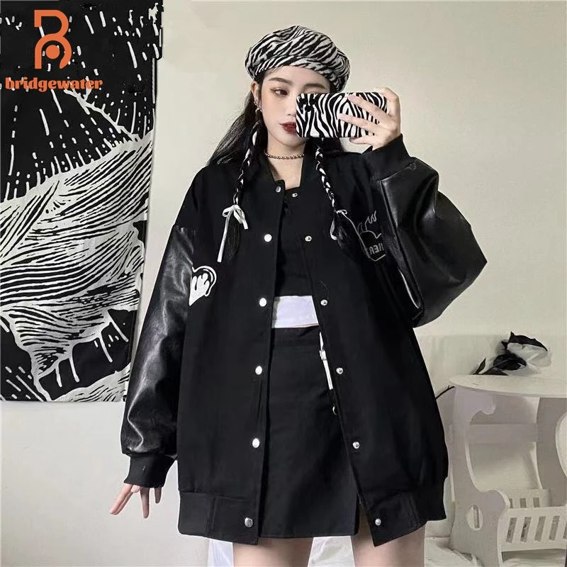 BRIDGEWATER Women's Jackets Spring And Autumn Harajuku Loose Student Print Korean Style All-Match Black Baseball Uniform
BRIDGEWATER Women's Jackets Spring And Autumn Harajuku Loose Student Print Korean Style All-Match Black Baseball Uniform