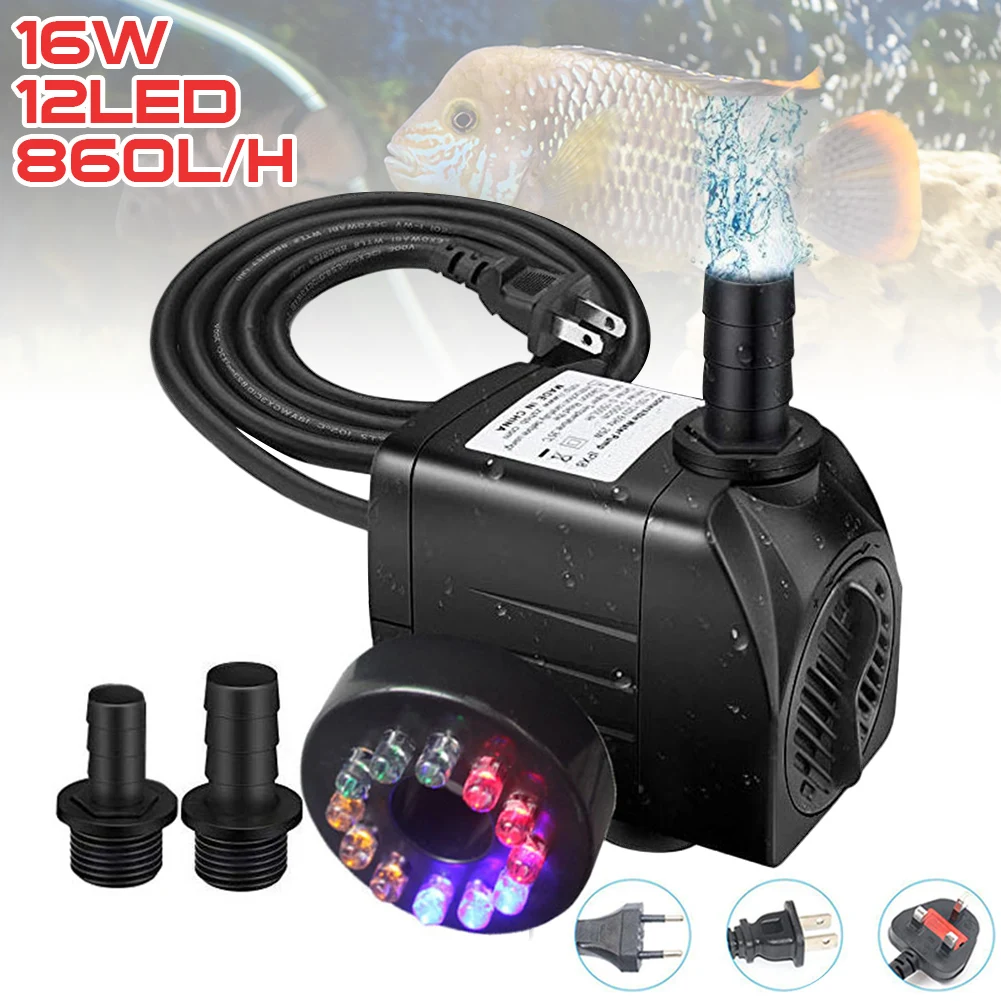 Submersible Water Pump 220V/16W 5ft Cord Water Pump with LED Light for Fish Tank Pond Aquarium Garden Accessories
Submersible Water Pump 220V/16W 5ft Cord Water Pump with LED Light for Fish Tank Pond Aquarium Garden Accessories