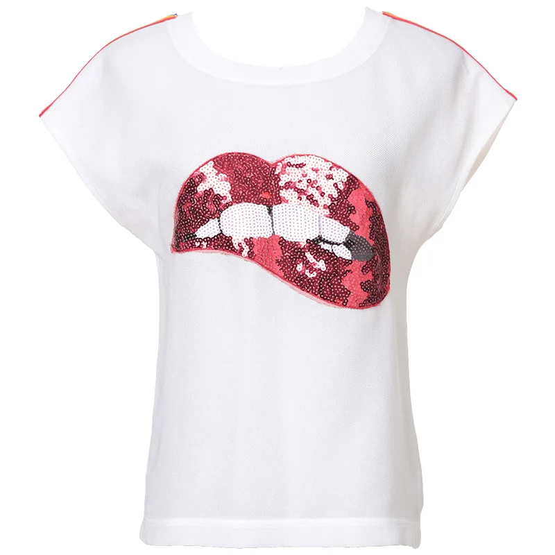 Summer New Style White Casual Short Sleeve Bottoming Shirt Women's Red Lip Sequin Top Trendy woman tshirts women sexy tops
Summer New Style White Casual Short Sleeve Bottoming Shirt Women's Red Lip Sequin Top Trendy woman tshirts women sexy tops