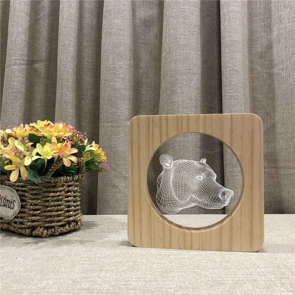 Bear Head Wild Animal Abstract 3D LED Arylic Wooden Night Lamp Table Light Switch Control Carving Lamp for Children's Gift
Bear Head Wild Animal Abstract 3D LED Arylic Wooden Night Lamp Table Light Switch Control Carving Lamp for Children's Gift