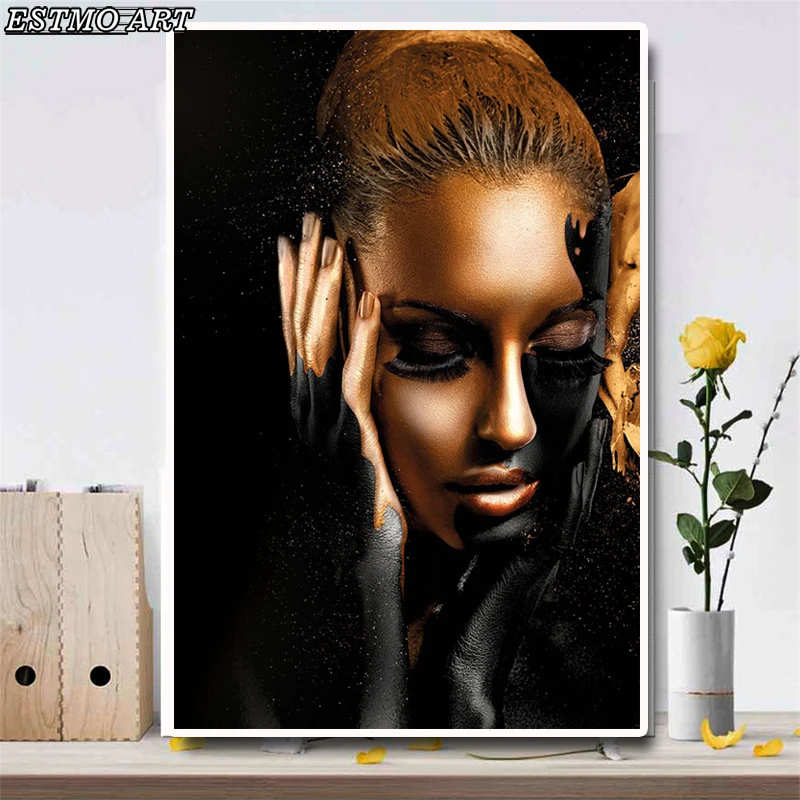 Decorative Paintings Posters Wall Picture Scandinavian African Art Black and Gold Woman Canvas Painting Picture for Living Room
Decorative Paintings Posters Wall Picture Scandinavian African Art Black and Gold Woman Canvas Painting Picture for Living Room