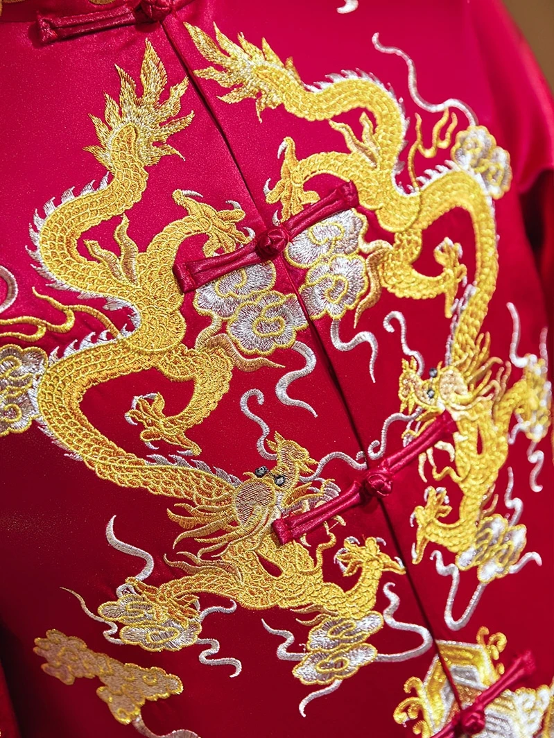 New Wedding Dress Chinese Style Men's Tang Suit Show Wo Longfeng Gown Chinese Traditional Groom Wear
New Wedding Dress Chinese Style Men's Tang Suit Show Wo Longfeng Gown Chinese Traditional Groom Wear