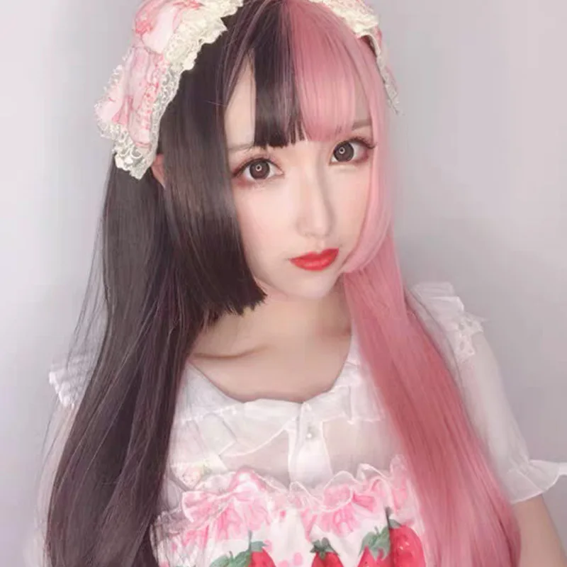 Two-color wig female powder black double fight princess long straight hair personality handsome anime cosplay wig
Two-color wig female powder black double fight princess long straight hair personality handsome anime cosplay wig