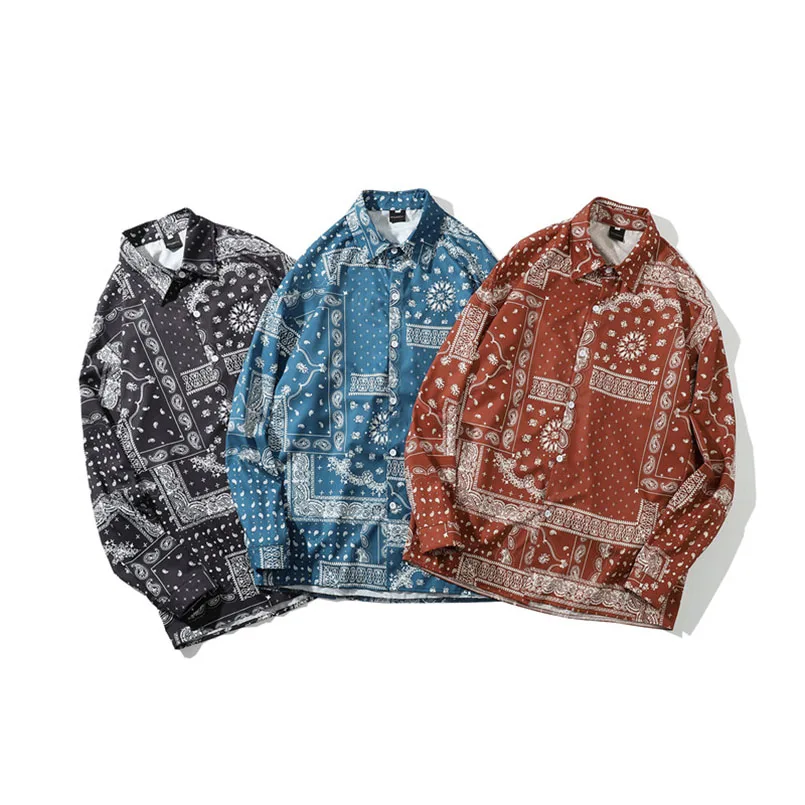 Oversize Shirt Designer Clothes Men Bandana Print Luxury Long Sleeve Mens Shirts Casual Hawaiian Longsleeve Plaid Clothing 2021
Oversize Shirt Designer Clothes Men Bandana Print Luxury Long Sleeve Mens Shirts Casual Hawaiian Longsleeve Plaid Clothing 2021