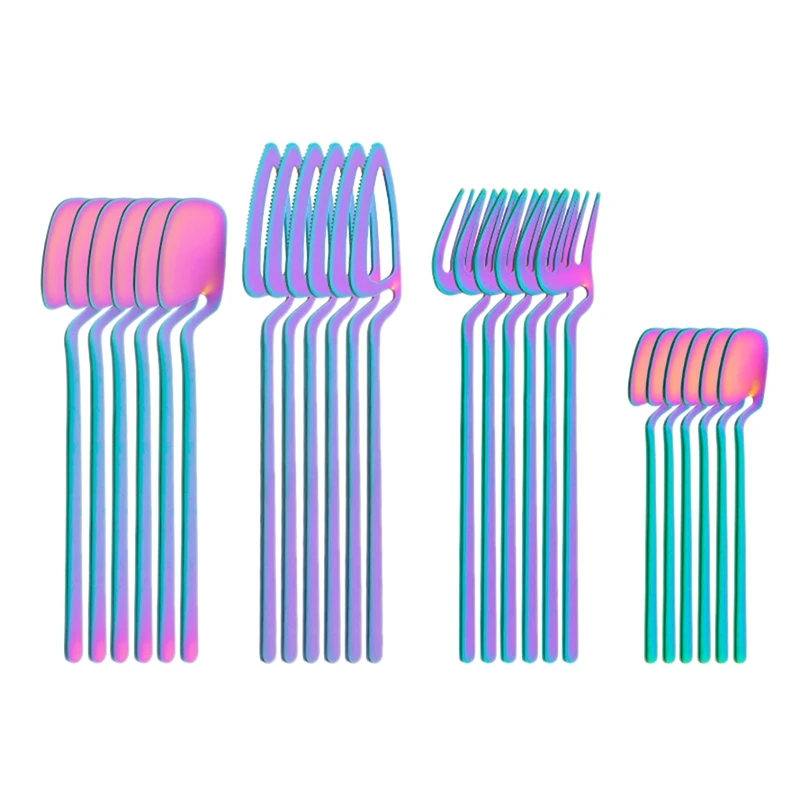 Набор ложки и вилки из нержавеющей стали, набор из 24 предметов, креативные подвесные чашки для кофе, Десертные ножи и вилки
Набор ложки и вилки из нержавеющей стали, набор из 24 предметов, креативные подвесные чашки для кофе, Десертные ножи и вилки