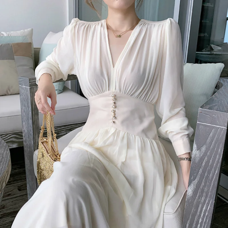 Elegant Dress Women Solid Long Sleeve Fairy Party Dress Office Lady Sexy V-Neck Loose Midi Dress 2021 Spring Clothing Female
Elegant Dress Women Solid Long Sleeve Fairy Party Dress Office Lady Sexy V-Neck Loose Midi Dress 2021 Spring Clothing Female