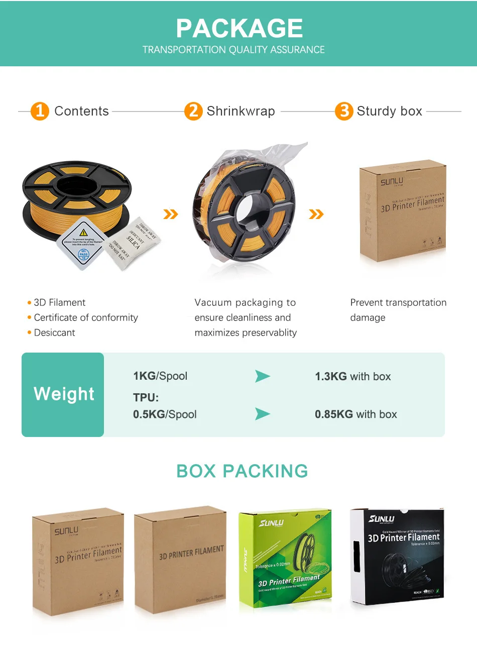 SUNLU PLA Carbon Fiber 3kg 3D Printing Filament PLA Carbon 1.75mm Tolerance +-0.02MM 1kg / roll Hardness PLA Carbon Filament