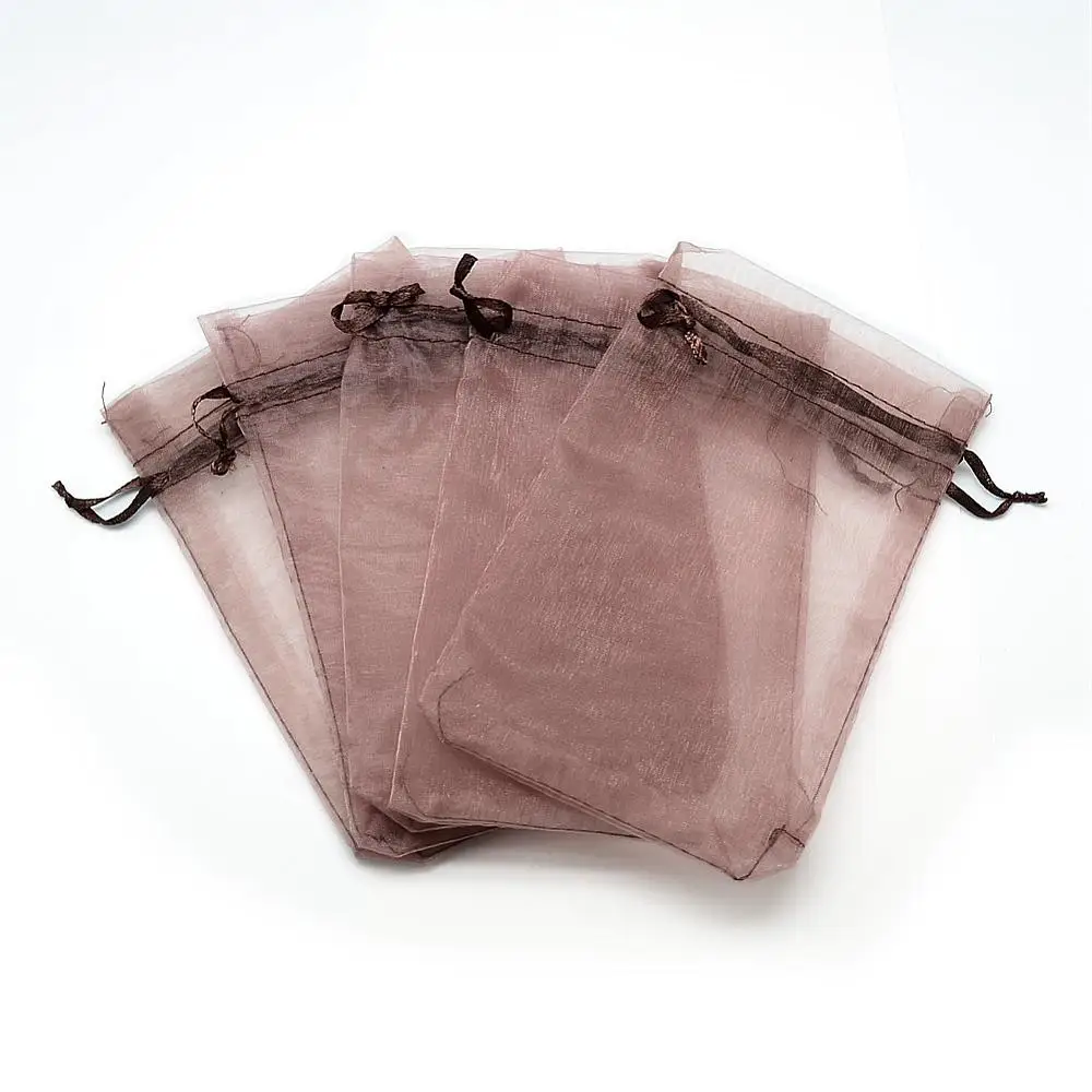 100 pc Organza Bags High Dense Rectangle Rosy Brown 9x7cm