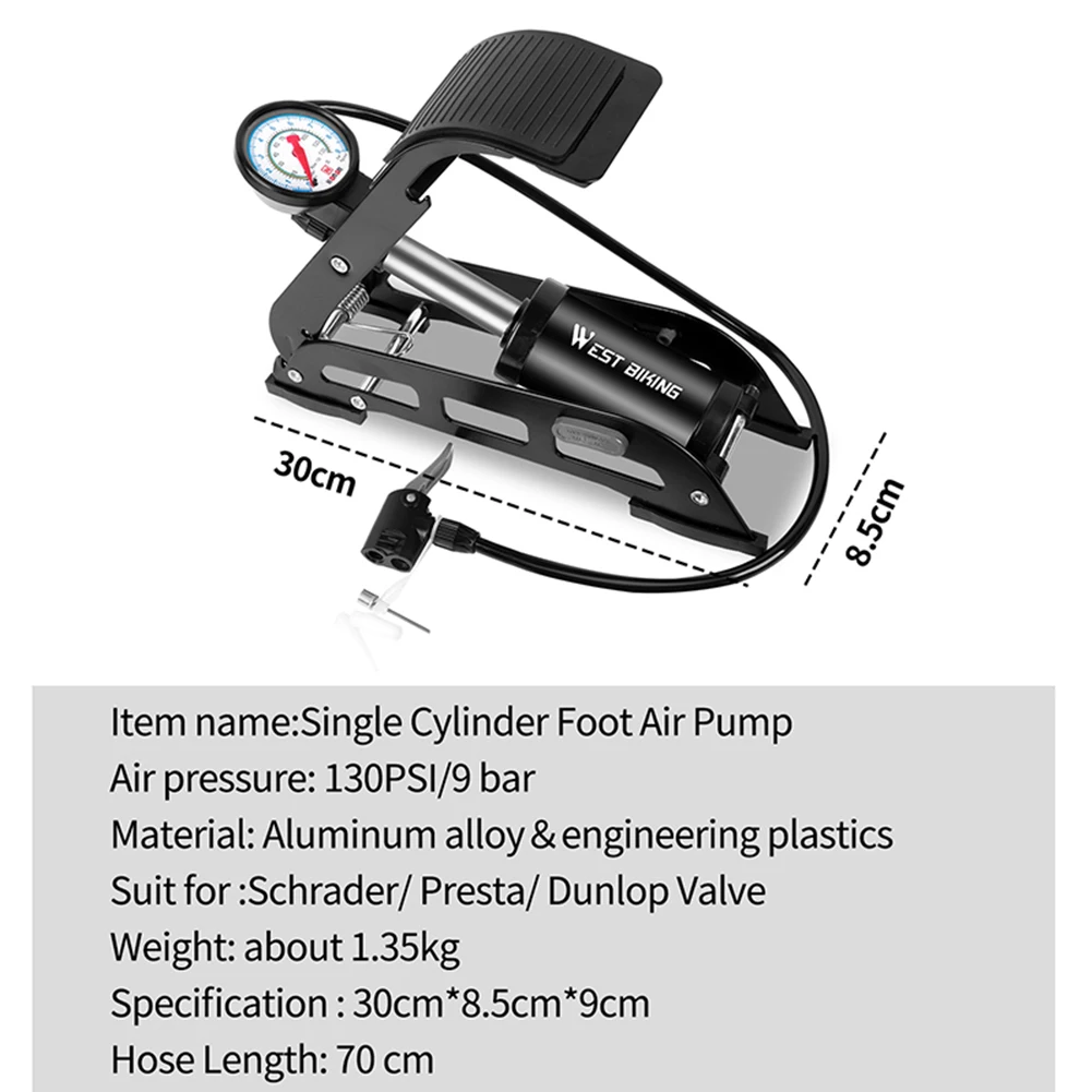 Multi-functional 130PSI Foot Pump Classic Texture Durable Portable Bicycle Tire Ball Air Inflator Cycling Accessory
Multi-functional 130PSI Foot Pump Classic Texture Durable Portable Bicycle Tire Ball Air Inflator Cycling Accessory