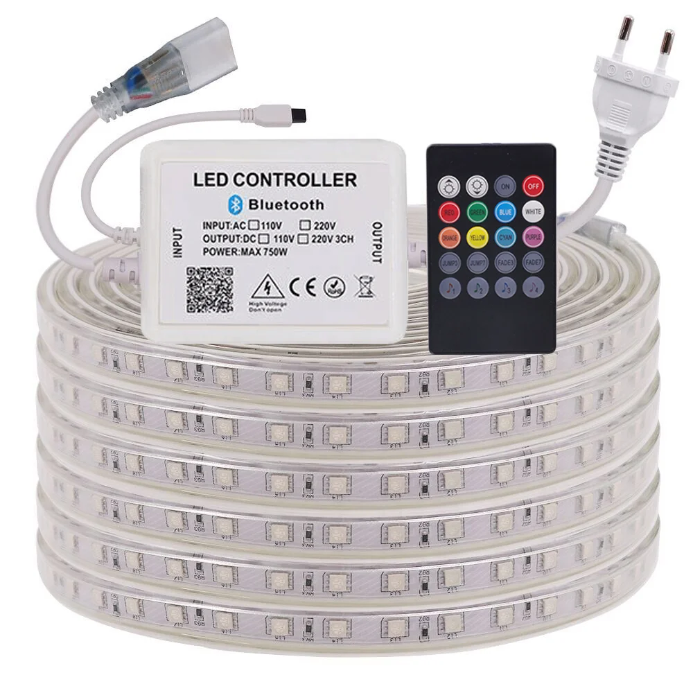 220V LED Strip Light Waterproof 5050 SMD 60Leds/m RGB Bluetooth Led Strip Outdoor Flexible Ribbon Tape Diode White /Warm White
220V LED Strip Light Waterproof 5050 SMD 60Leds/m RGB Bluetooth Led Strip Outdoor Flexible Ribbon Tape Diode White /Warm White