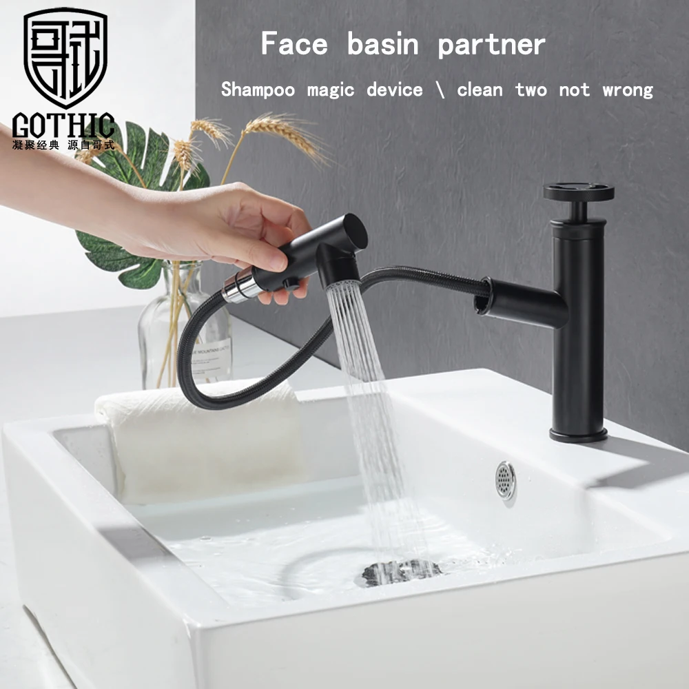 Basin Faucet Brass Black Industrial Style Bathroom Sink Faucets Hot and Cold Water Crane Mixer Pull Out Shampoo Washbasin Tap
Basin Faucet Brass Black Industrial Style Bathroom Sink Faucets Hot and Cold Water Crane Mixer Pull Out Shampoo Washbasin Tap