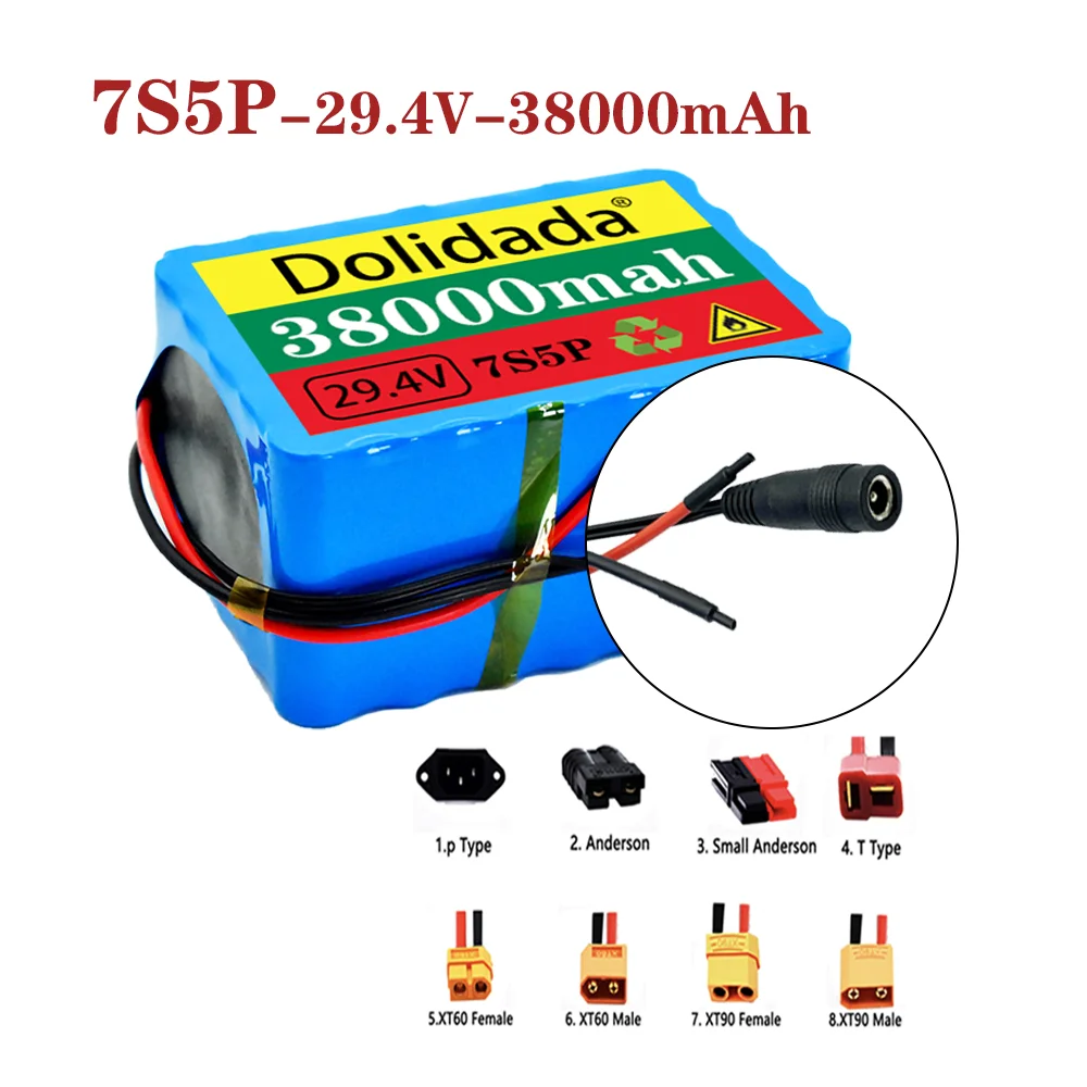 Dolidada 7S5P 24V 38Ah power battery pack 15A BMS 500W 29.4V 38000mAh for wheelchair motor electric, 2A charger
Dolidada 7S5P 24V 38Ah power battery pack 15A BMS 500W 29.4V 38000mAh for wheelchair motor electric, 2A charger