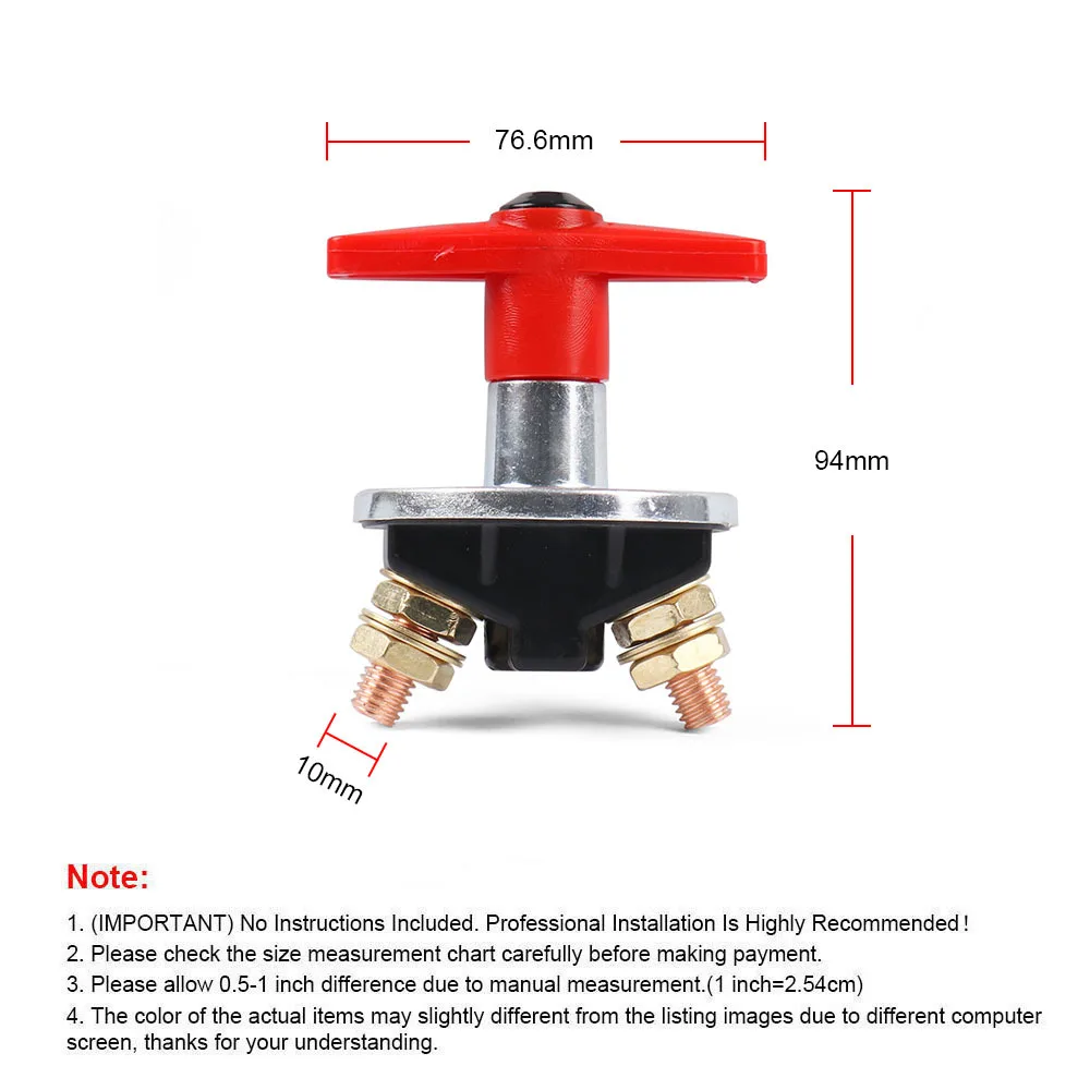 Isolation Switch 300 Amp Fixed Key Battery Isolator Cut Off Kill Switch 12V - 60V Heavy Duty Electrical Switchs Auto Parts 1PC
Isolation Switch 300 Amp Fixed Key Battery Isolator Cut Off Kill Switch 12V - 60V Heavy Duty Electrical Switchs Auto Parts 1PC
