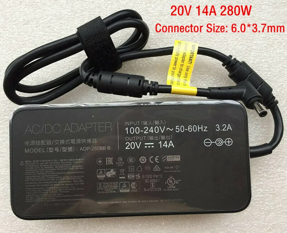 Новинка зарядное устройство адаптер переменного тока для ASUS ROG G703GX G703GS G703GI S7DW GU502GU, 20 в, 14 а, 280 Вт
Новинка зарядное устройство адаптер переменного тока для ASUS ROG G703GX G703GS G703GI S7DW GU502GU, 20 в, 14 а, 280 Вт