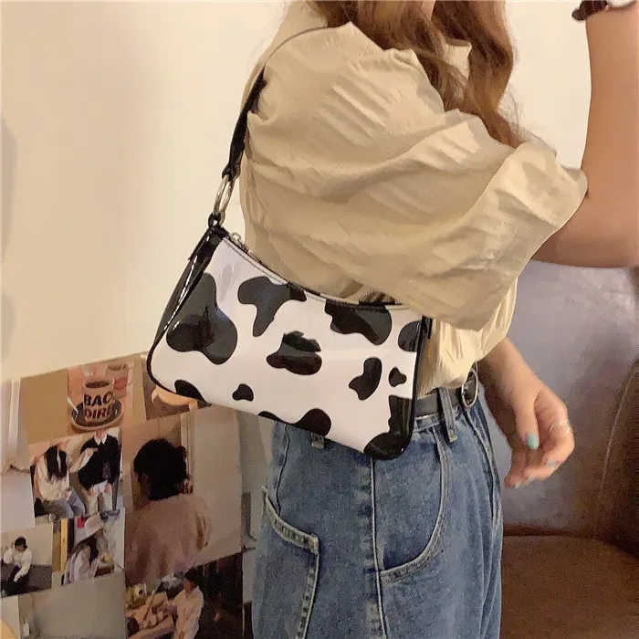 Vintage PU Leather Women Baguette Handbags Fashion Milk Cow Pattern Ladies Underarm Shoulder Bags Girls Cute Purse
Vintage PU Leather Women Baguette Handbags Fashion Milk Cow Pattern Ladies Underarm Shoulder Bags Girls Cute Purse