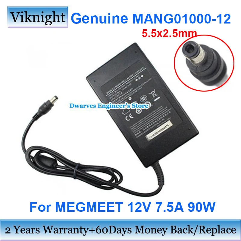 

Genuine 12V 7.5A 90W Light MANGO1000-12 AC Adapter Power Supply For MEGMEET MANG01000-12 Laptop Charger 5.5x2.5mm