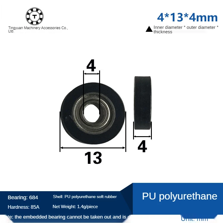 UMBB4-13 Polyurethane molded bearing 684 polyurethane sheave 4 x 13 x 4 packet rubber bearing small roller sheave
UMBB4-13 Polyurethane molded bearing 684 polyurethane sheave 4 x 13 x 4 packet rubber bearing small roller sheave