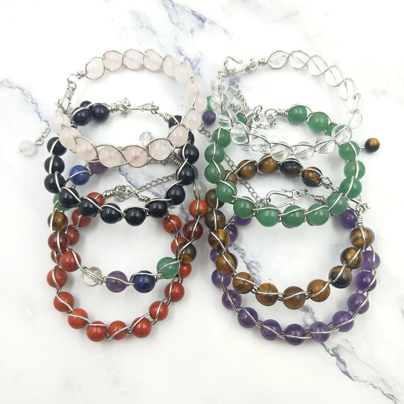 New Arrivels Elegant Natural Crystal Bracelet Tiger Eye Stone Healing Energy Amethyst Copper Wire Wrapped Jewelry For Men Women
New Arrivels Elegant Natural Crystal Bracelet Tiger Eye Stone Healing Energy Amethyst Copper Wire Wrapped Jewelry For Men Women