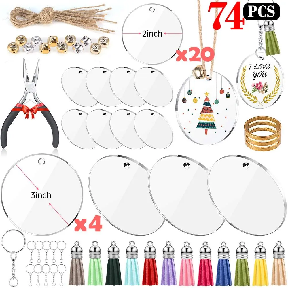 Acrylic Transparent Circle Discs,Round Acrylic Blanks for DIY Keychains with Hole Colorful Tassel Pendant for DIY Crafts
Acrylic Transparent Circle Discs,Round Acrylic Blanks for DIY Keychains with Hole Colorful Tassel Pendant for DIY Crafts