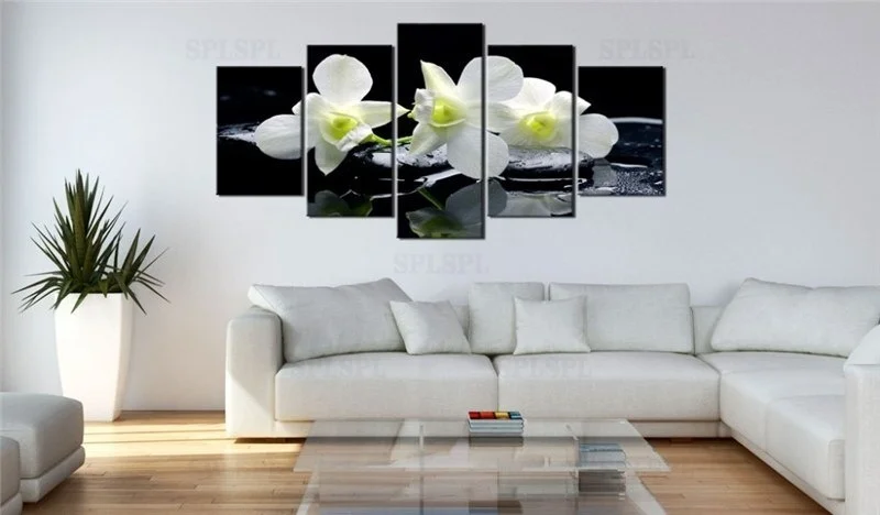 5 шт. цветы орхидеи Холст Картина Красочные Флора Wall Art Современное украшение для