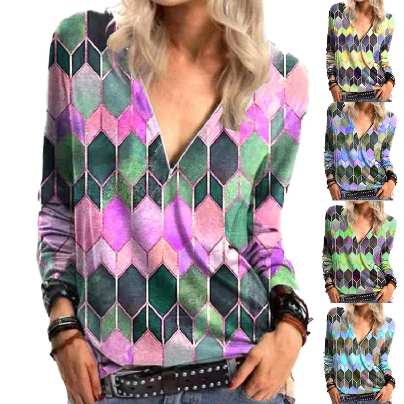 3xl Oversized Fall 2021 Womens Fashion Geometric Patterns Print Zipper V Neck Sexy Slim Tunic Long Sleeve T Shirt Harajuku Top
3xl Oversized Fall 2021 Womens Fashion Geometric Patterns Print Zipper V Neck Sexy Slim Tunic Long Sleeve T Shirt Harajuku Top