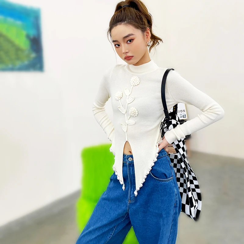Autumn Winter Women's Sweater Fashion Flower Appliques Chic Beading Long Sleeve Short Knitwear Sweater Top Women Clothing SL095
Autumn Winter Women's Sweater Fashion Flower Appliques Chic Beading Long Sleeve Short Knitwear Sweater Top Women Clothing SL095