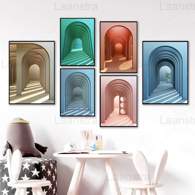 Modern Scenery Canvas Painting Pink Blue Green Arched Corridor Nordic Minimalist Poster And Print Wall Art For Living Room Aisle
Modern Scenery Canvas Painting Pink Blue Green Arched Corridor Nordic Minimalist Poster And Print Wall Art For Living Room Aisle