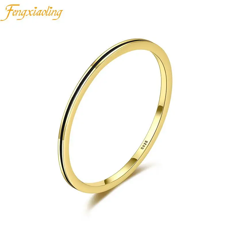 Real 100% 925 Sterling Silver 14k Gold Plated Black Aperture Thin Rings For Women Minimalism Fine Jewelry Cute Accessories Gift
Real 100% 925 Sterling Silver 14k Gold Plated Black Aperture Thin Rings For Women Minimalism Fine Jewelry Cute Accessories Gift
