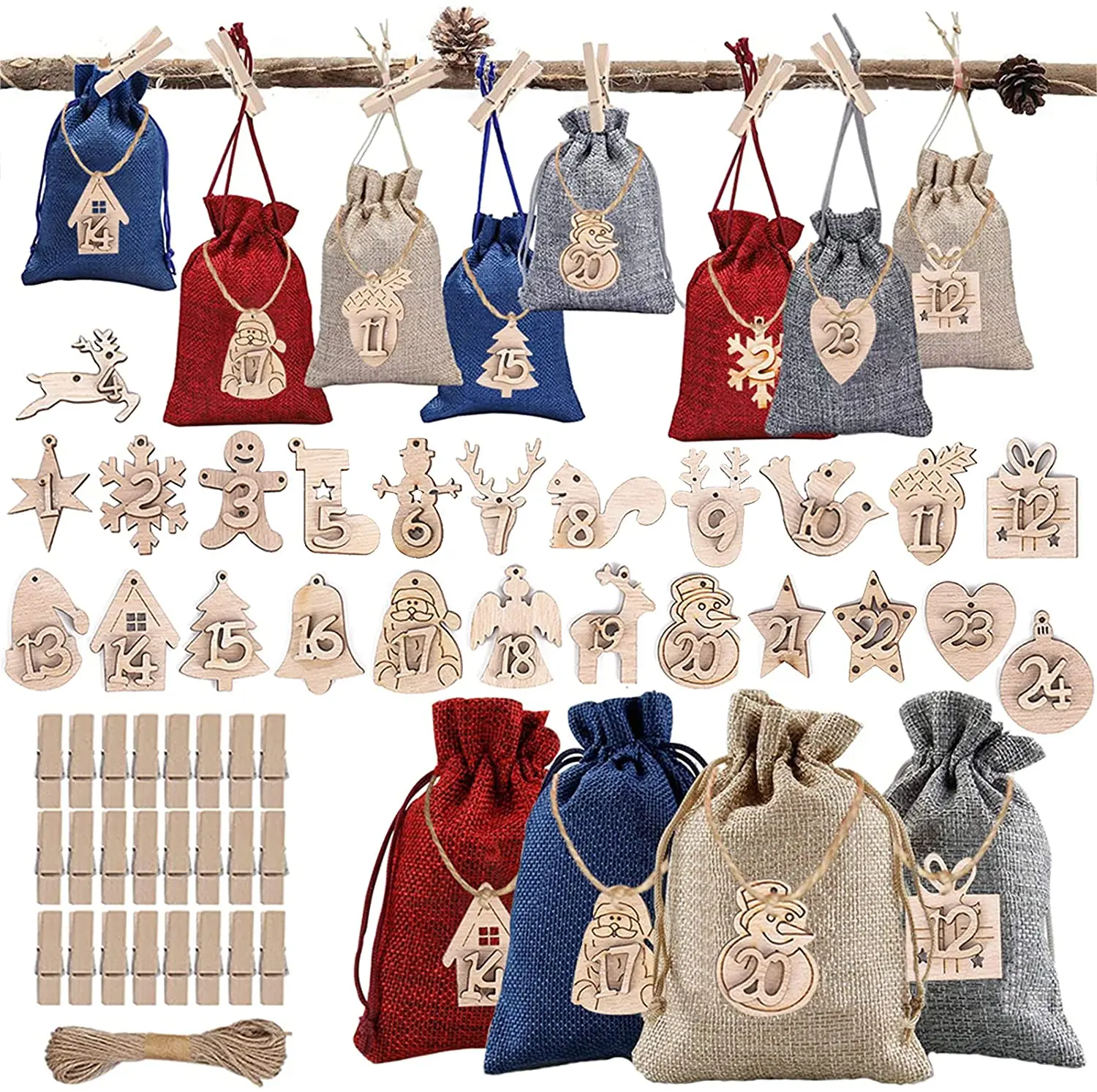 24 Advent Calendar for Filling Christmas Gift Hessian Treat Drawstring Bags for Decoration Party Favour Supplies 2021 (A)
24 Advent Calendar for Filling Christmas Gift Hessian Treat Drawstring Bags for Decoration Party Favour Supplies 2021 (A)