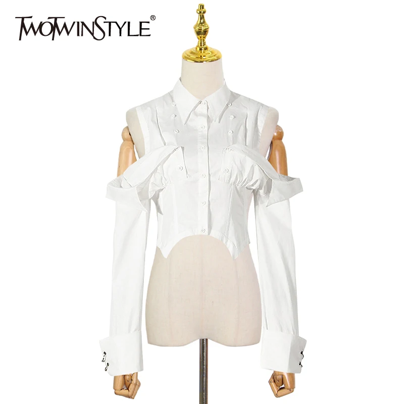 TWOTWINSTYLE Casual White Patchwork Shirts Lapel Puff Long Sleeve Short Korean Slim Blouses Females 2021 Summer Fashion Clothing
TWOTWINSTYLE Casual White Patchwork Shirts Lapel Puff Long Sleeve Short Korean Slim Blouses Females 2021 Summer Fashion Clothing