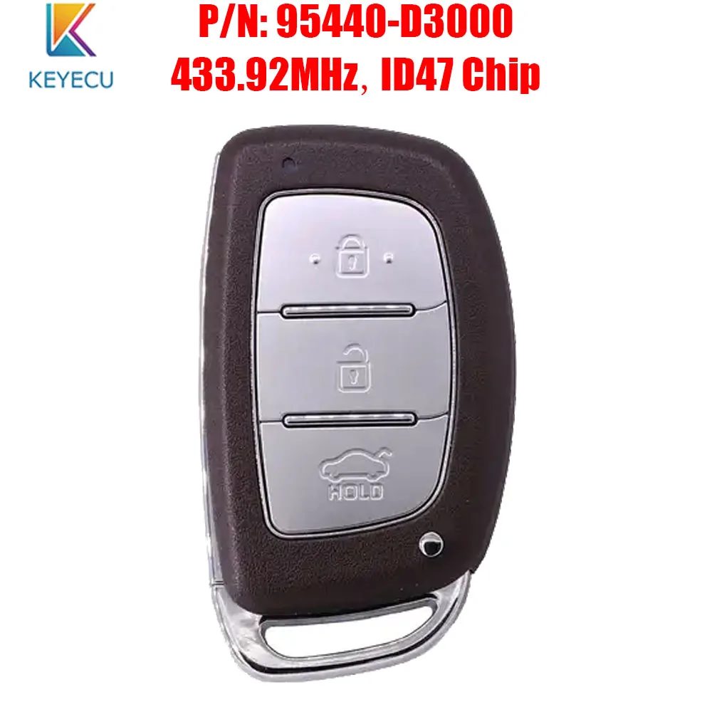 KEYECU Smart Remote Car Key Fob 433.92MHz ID47 for Hyundai Tucson 2016 2017 P/N: 95440-D3000
KEYECU Smart Remote Car Key Fob 433.92MHz ID47 for Hyundai Tucson 2016 2017 P/N: 95440-D3000